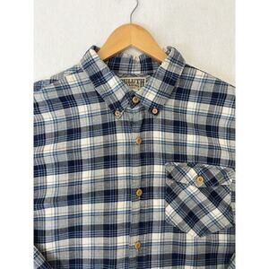 Duluth Trading Co Iron Mountain Plaid Oxford Shirt XL Blue Swingin